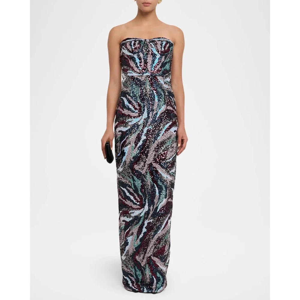 NEW Bronx and Banco Dahlia Pink Multi Strapless Maxi Dress $880 - Size Medium - Picture 5 of 16